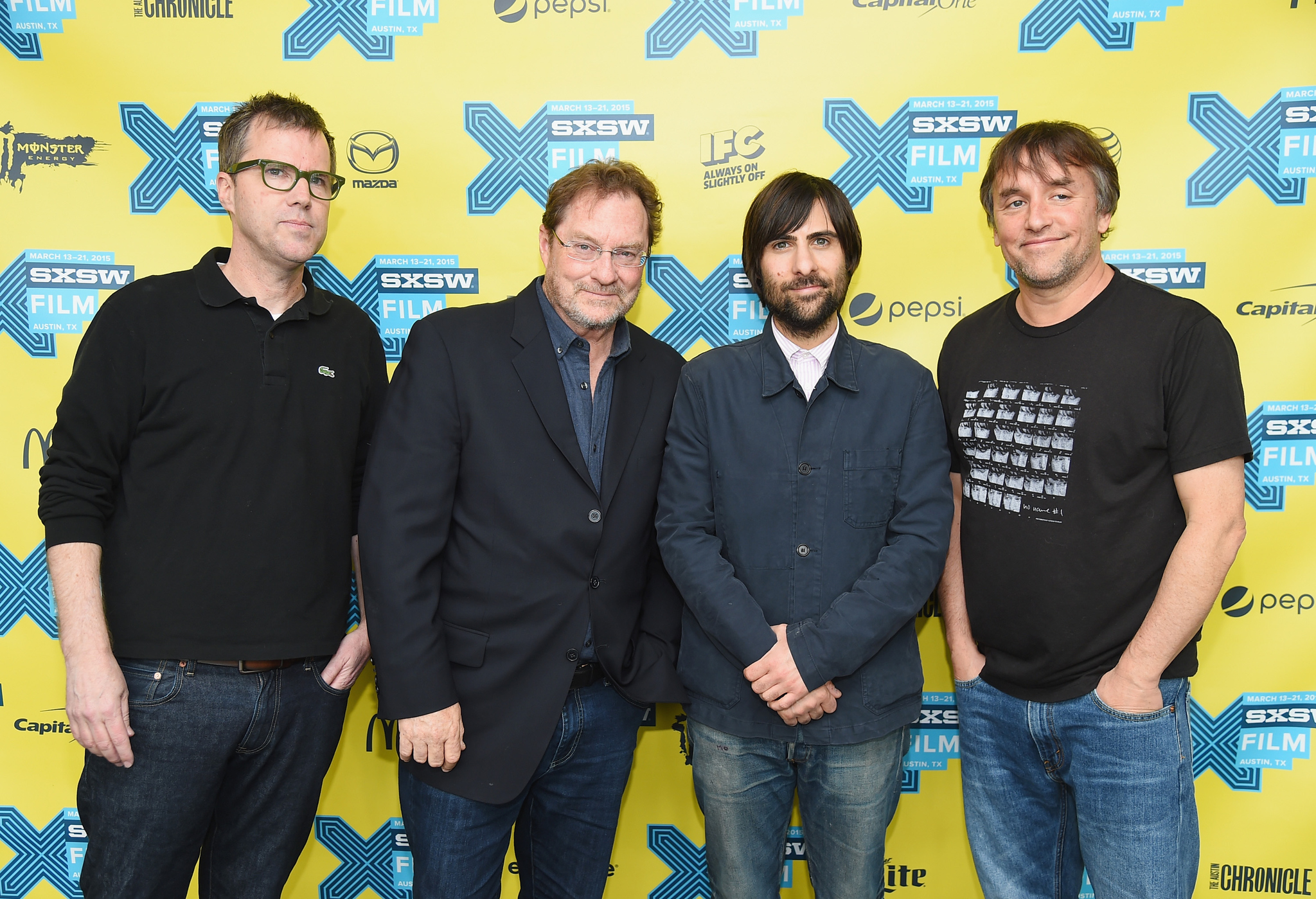 Richard Linklater, Jason Schwartzman, Bob Byington and Stephen Root at event of 7 Chinese Brothers (2015)