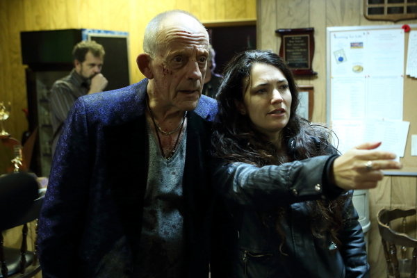 Christopher Lloyd and Director April Mullen on the set of 88.