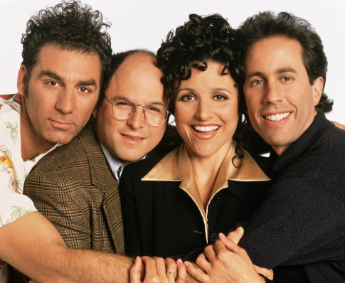 Still of Julia Louis-Dreyfus, Jerry Seinfeld, Jason Alexander and Michael Richards in Seinfeld (1989)