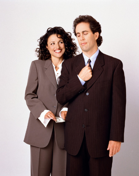 Still of Julia Louis-Dreyfus and Jerry Seinfeld in Seinfeld (1989)
