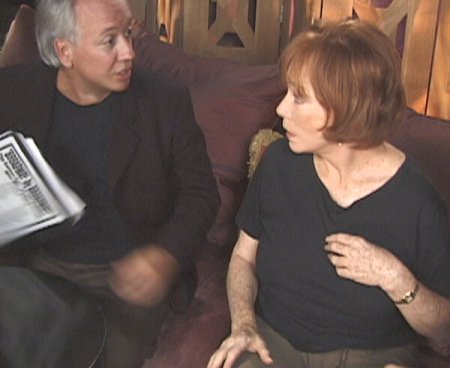 Director Rick McKay and actor Shirley MacLaine at LA's MGM/Sony Studio for the filming of 