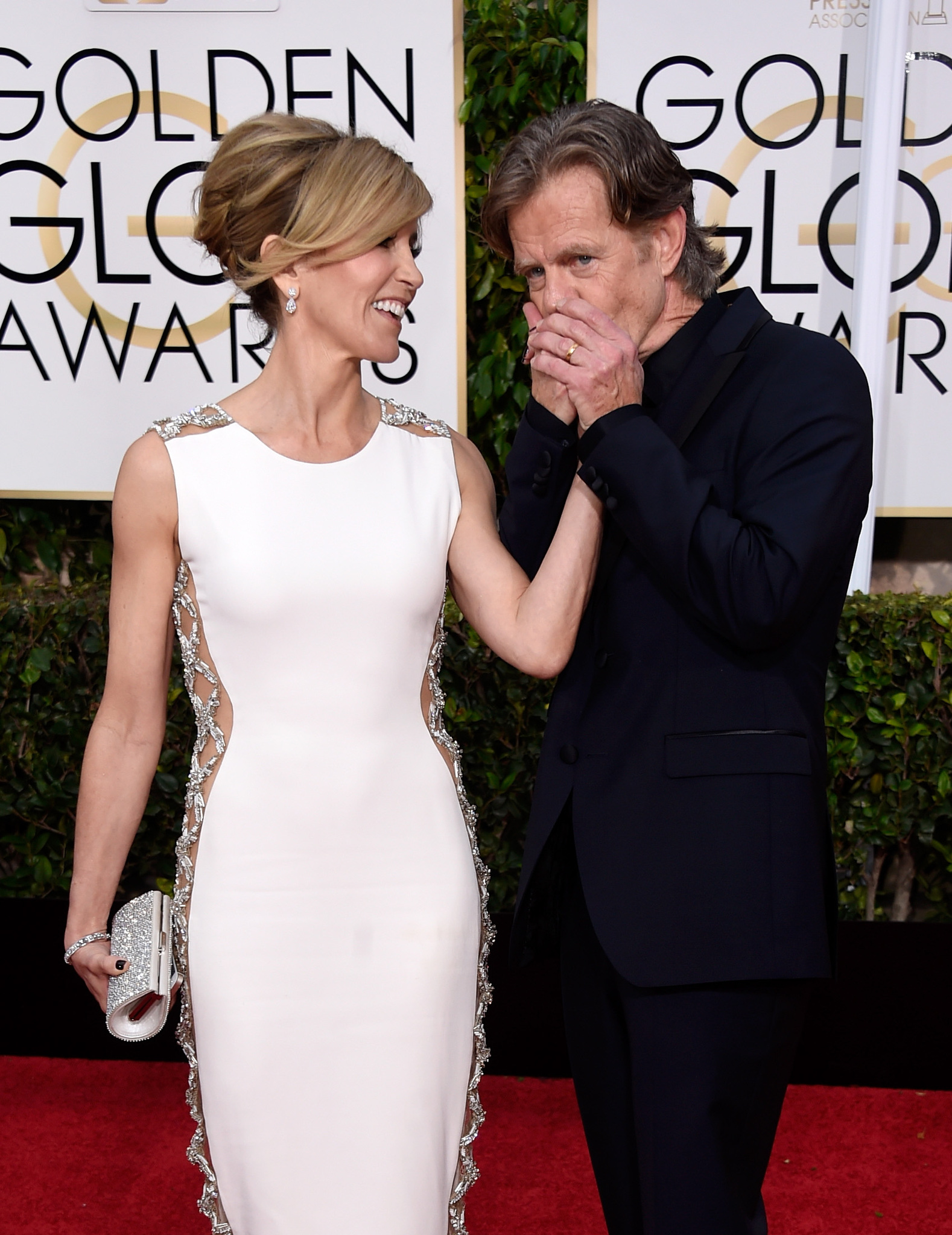 William H. Macy and Felicity Huffman at event of 72nd Golden Globe Awards (2015)