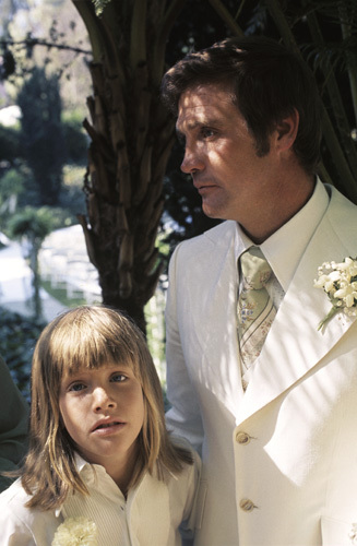 Lee Majors with son Lee Majors II on his wedding day to Farrah Fawcett July 28, 1973