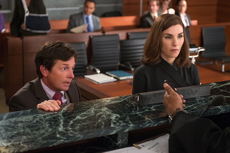 Still of Michael J. Fox and Julianna Margulies in The Good Wife (2009)