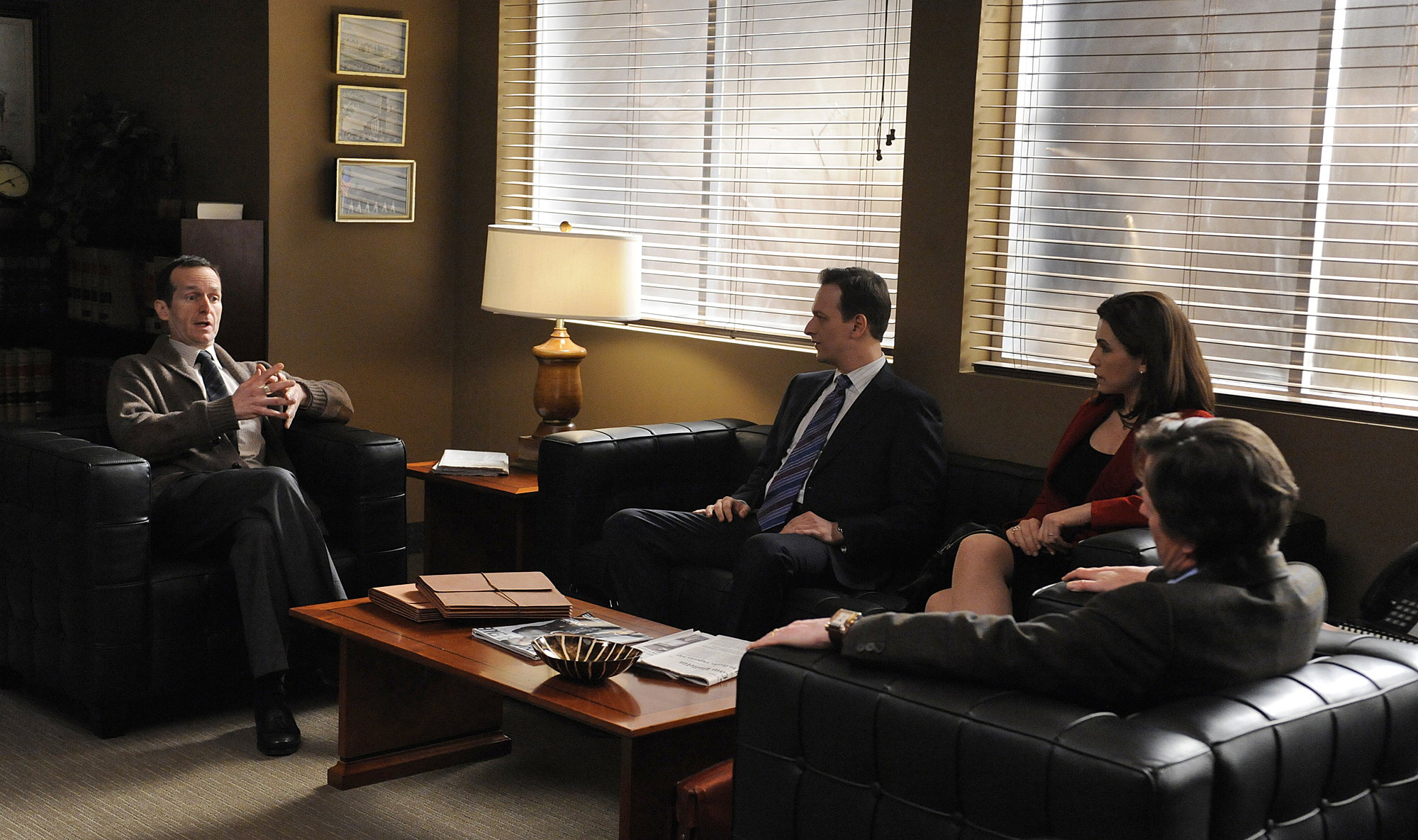 Still of Michael J. Fox, Julianna Margulies and Josh Charles in The Good Wife (2009)