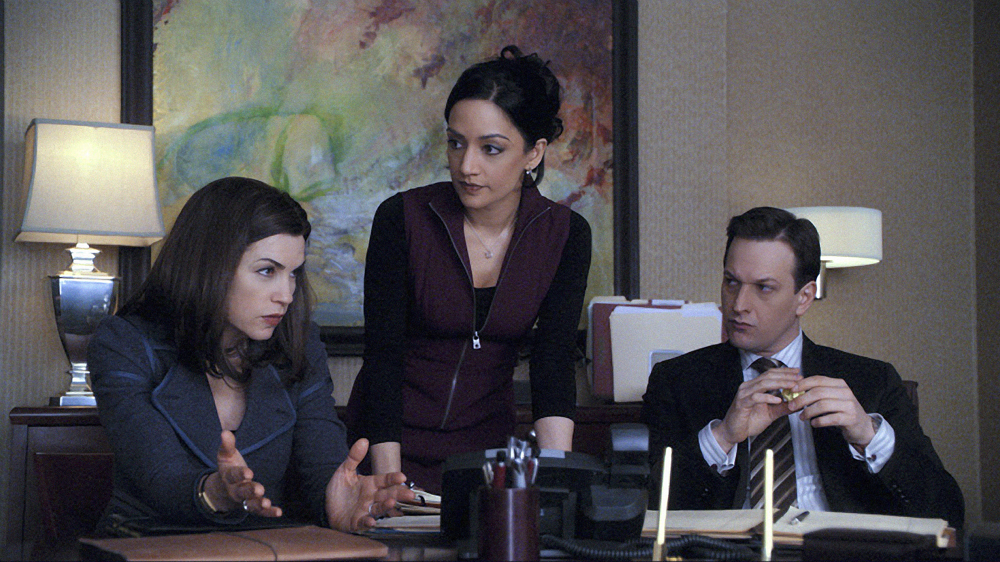 Still of Julianna Margulies, Josh Charles and Archie Panjabi in The Good Wife (2009)