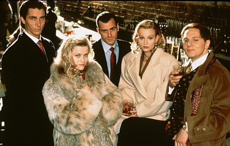 Still of Christian Bale, Samantha Mathis, Reese Witherspoon, Matt Ross and Justin Theroux in Amerikos psichopatas (2000)