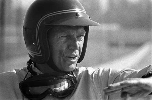 Steve McQueen and his Lola at Riverside Raceway in Riverside, California