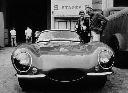 Steve McQueen with his 1957 XKSS Jaguar and Dir. John Sturges at Goldwyn studios