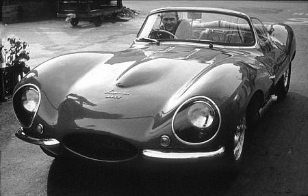 Steve McQueen in his 1957 Jaguar XK SS