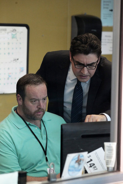 Still of Alfred Molina and Bryan Krasner in Law & Order: Los Angeles (2010)