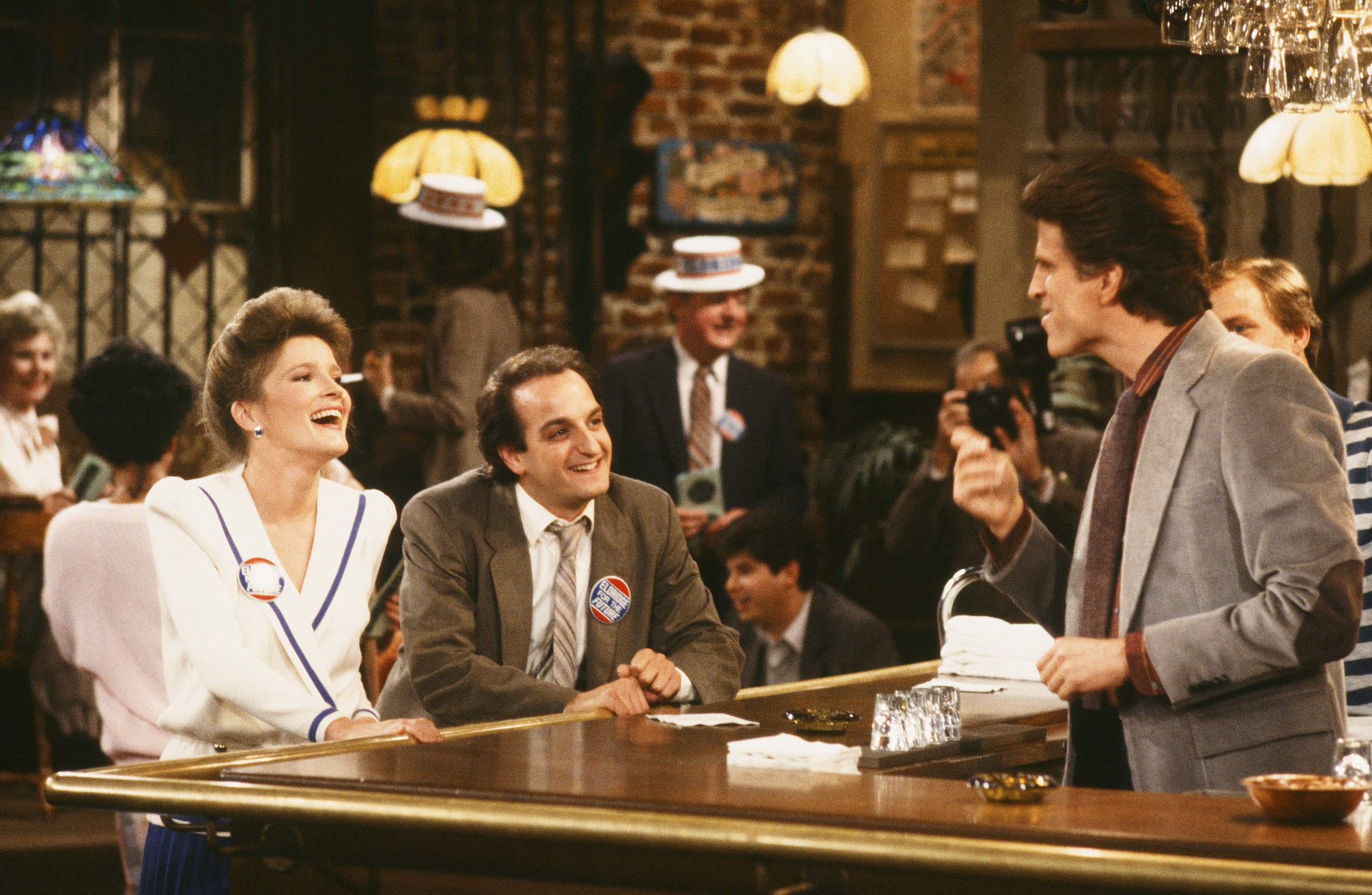Still of Kate Mulgrew, Ted Danson and David Paymer in Cheers (1982)