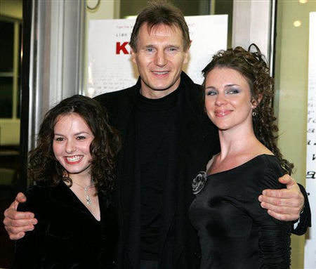 Jenna Gavigan, Liam Neeson, and Leigh Spofford on red carpet at New York Premiere of 