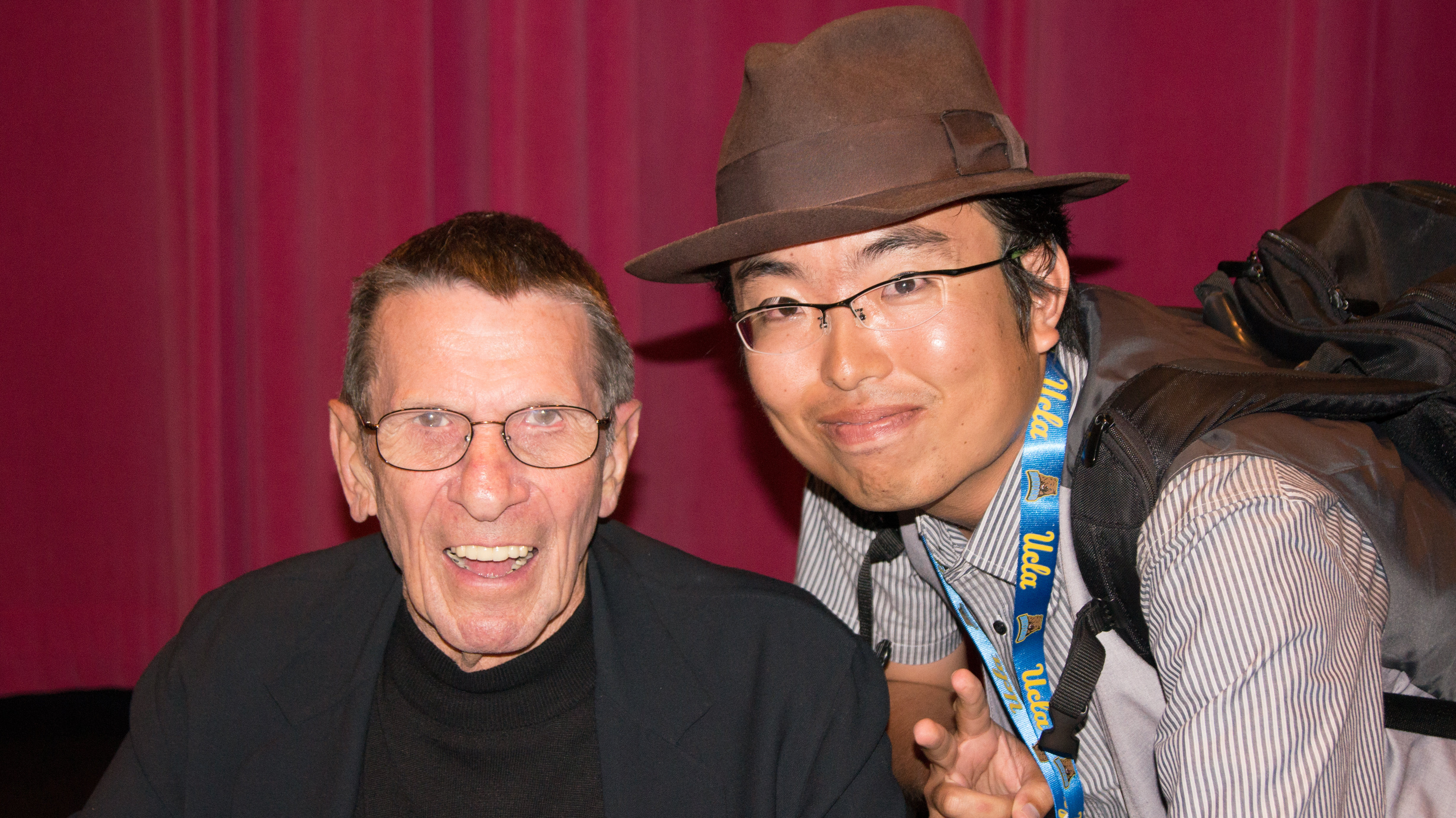 ''Mr. Spock'' Leonard Nimoy who mostly known for the Hollywood classical Blockbuster Sci-Fi movie, Star Trek (1966) and the Roger Corman Award Winning filmmaker Ryota Nakanishi at UCLA.