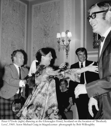 Peter O'Toole (right) dancing at the Gleneagles Hotel, Scotland on the location of 