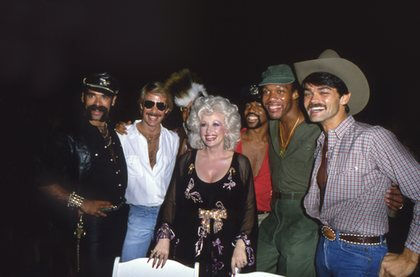 Dolly Parton with The Village People in Los Angeles
