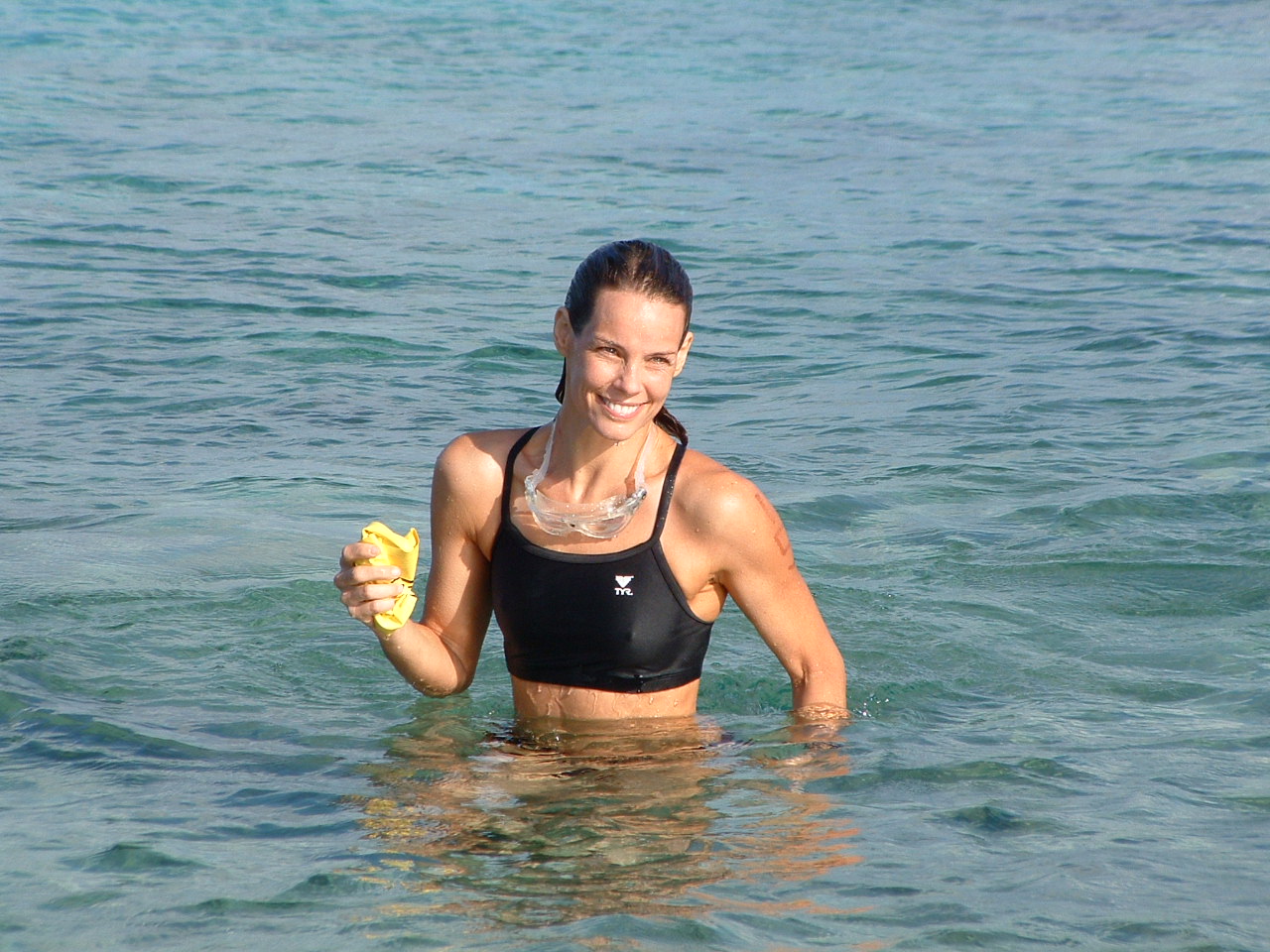 Alexandra finishes a 6.2 mile ocean race off the island of Bonaire, 2004
