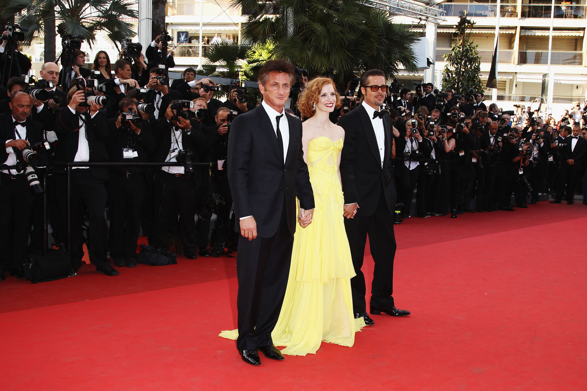 Brad Pitt, Sean Penn and Jessica Chastain at event of The Tree of Life (2011)