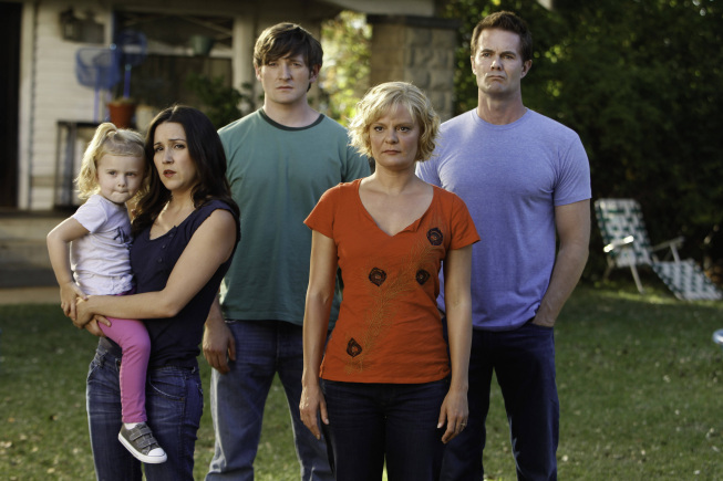 Still of Martha Plimpton, Garret Dillahunt, Shannon Woodward, Jimmy Lucas and Rylie Cregut in Mazyle Houp (2010)