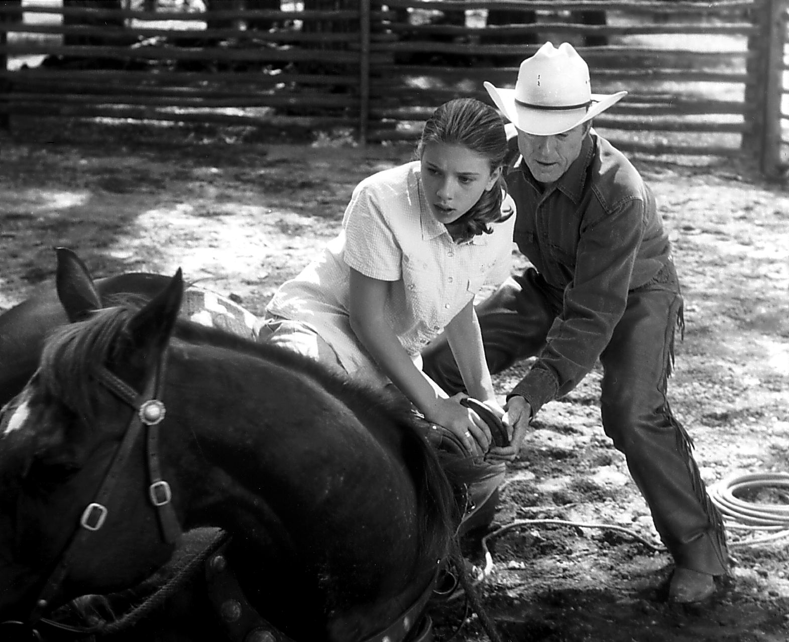 Still of Robert Redford and Scarlett Johansson in The Horse Whisperer (1998)