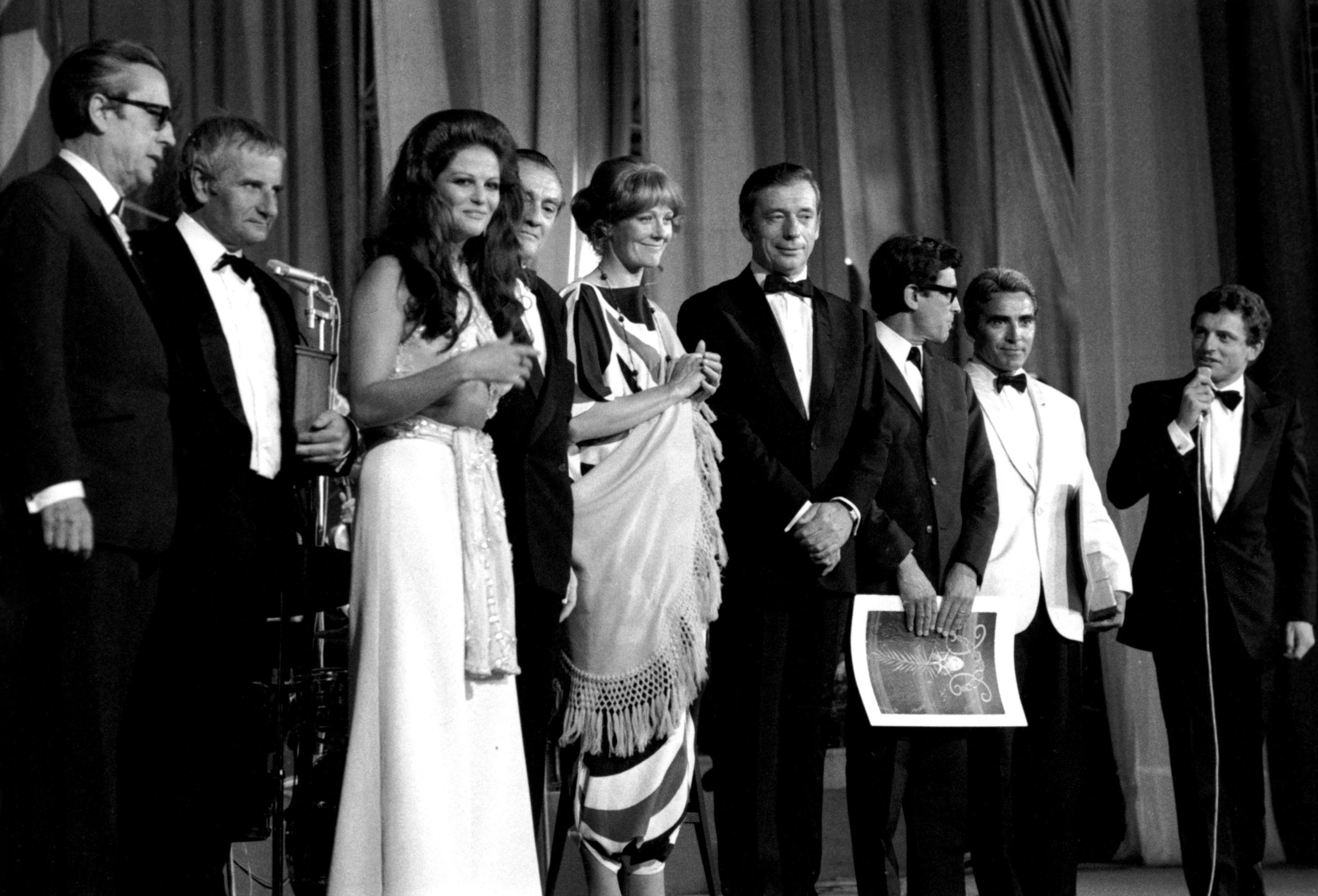 Vanessa Redgrave, Lindsay Anderson, Claudia Cardinale, Yves Montand and Luchino Visconti