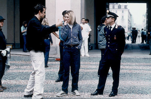 Director Tom Tykwer with Cate Blanchett and Giovanni Ribisi on the set