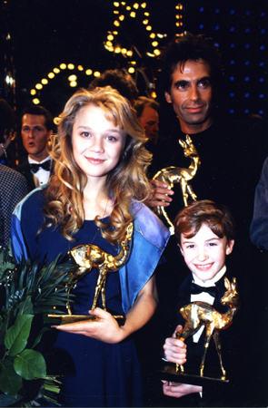 Ariana Richards - Bambi Award, Germany. With Joseph Mazzello & David Copperfield.