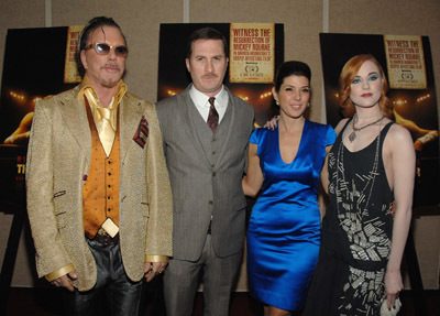 Mickey Rourke, Marisa Tomei, Darren Aronofsky and Evan Rachel Wood at event of The Wrestler (2008)