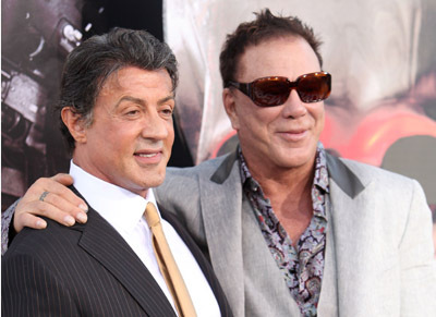 Sylvester Stallone and Mickey Rourke at event of The Expendables (2010)