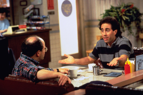 Still of Jerry Seinfeld and Jason Alexander in Seinfeld (1989)