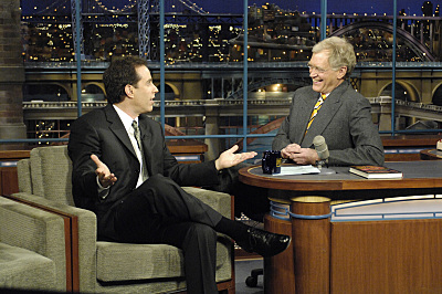 Still of Jerry Seinfeld and David Letterman in Late Show with David Letterman (1993)