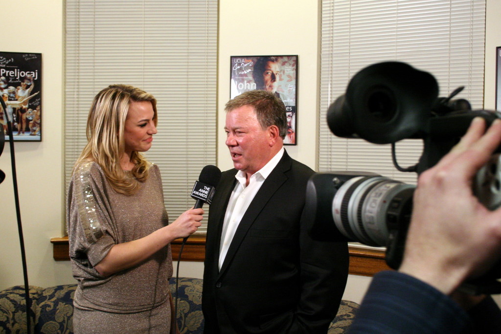 Event host William Shatner is interviewed by ASIFA's staff reporter