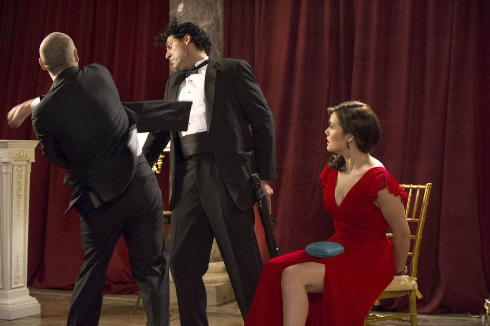 Still of James Spader, Megan Boone and Obaid Kadwani in The Blacklist (2013)