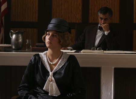 Leelee Sobieski as Victoria Price and David Strathairn as Judge James Horton in Heavens Fall