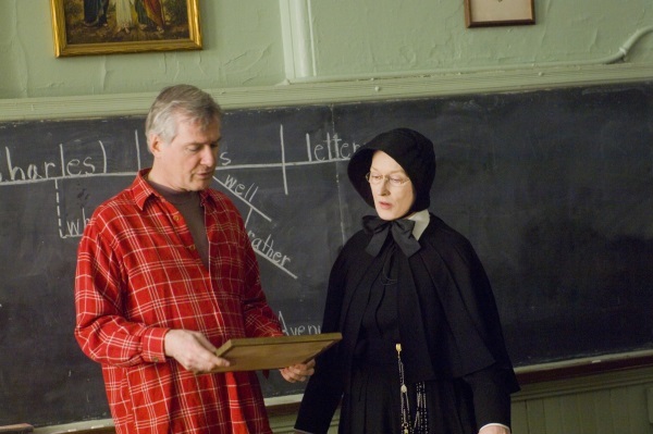 Still of Meryl Streep and John Patrick Shanley in Doubt (2008)