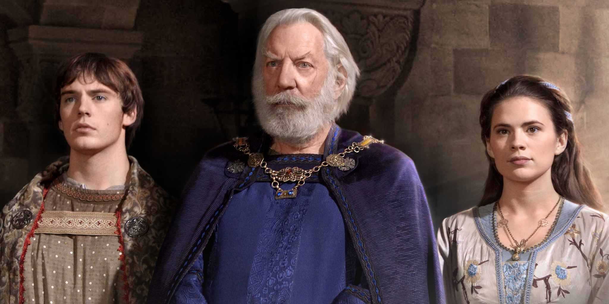 Still of Donald Sutherland, Hayley Atwell and Sam Claflin in The Pillars of the Earth (2010)