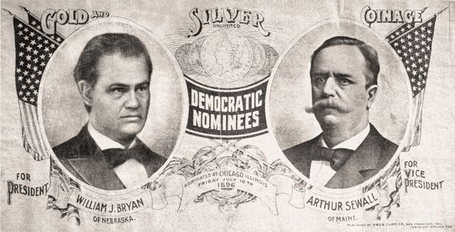 This 1896 campaign poster depicts William Jennings Bryan (here, Sen. Fred Thompson, circa 1972 or so). The depiction of Thompson was done by artist Helen Williams Ward.