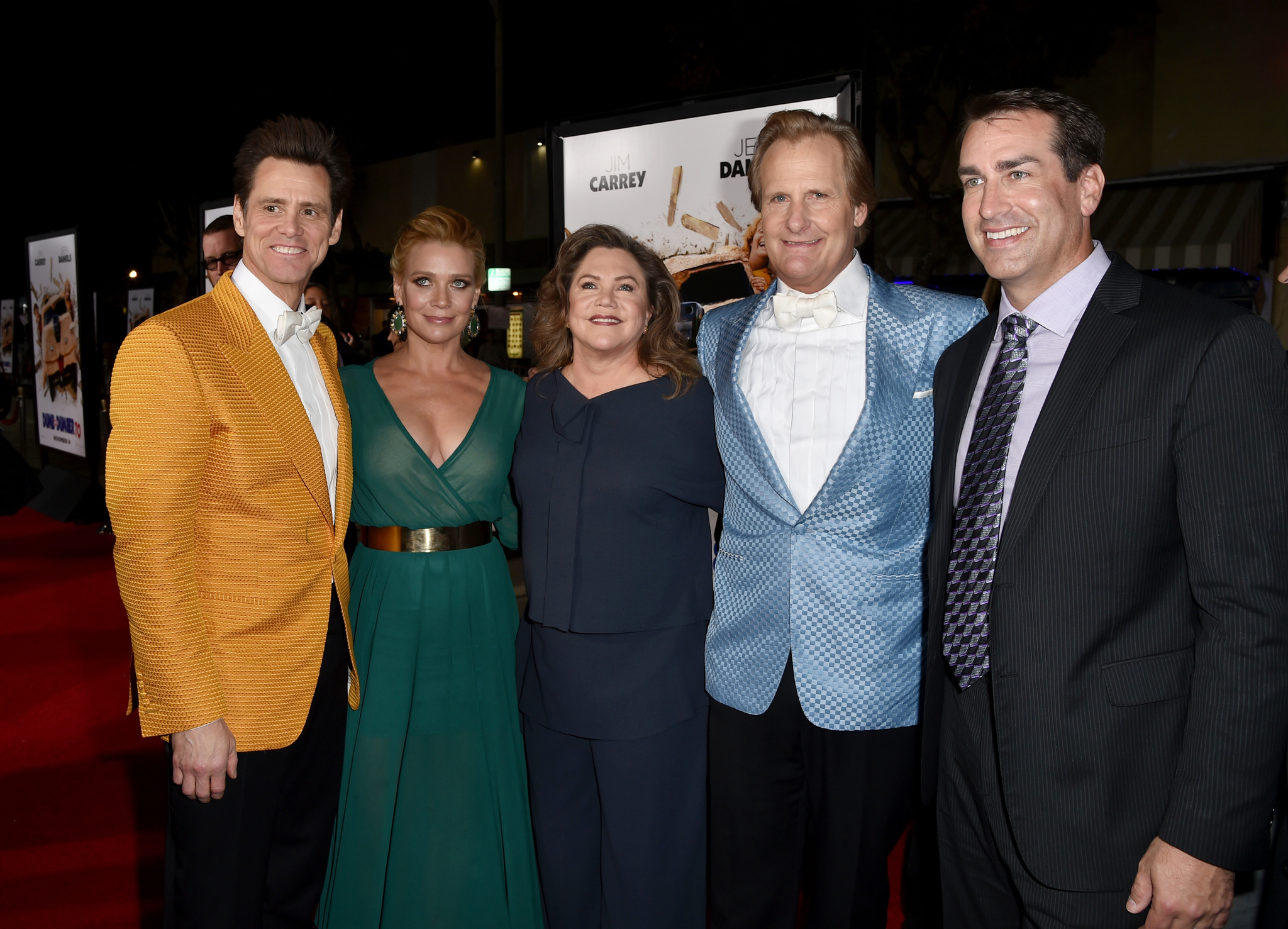 Jim Carrey, Kathleen Turner, Jeff Daniels, Laurie Holden and Rob Riggle at event of Bukas ir bukesnis 2 (2014)