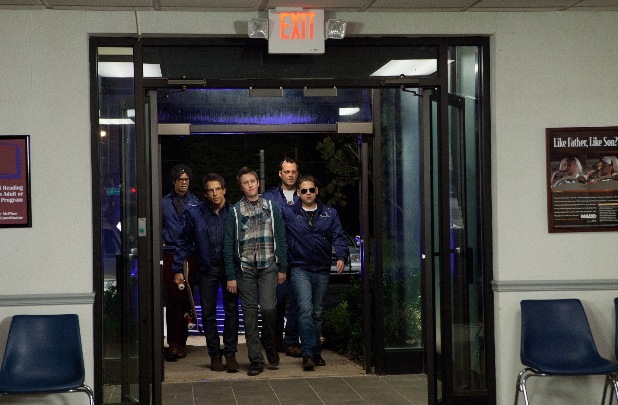 Still of Vince Vaughn, Ben Stiller, Richard Ayoade, Jonah Hill and Johnny Pemberton in Patruliu zona (2012)