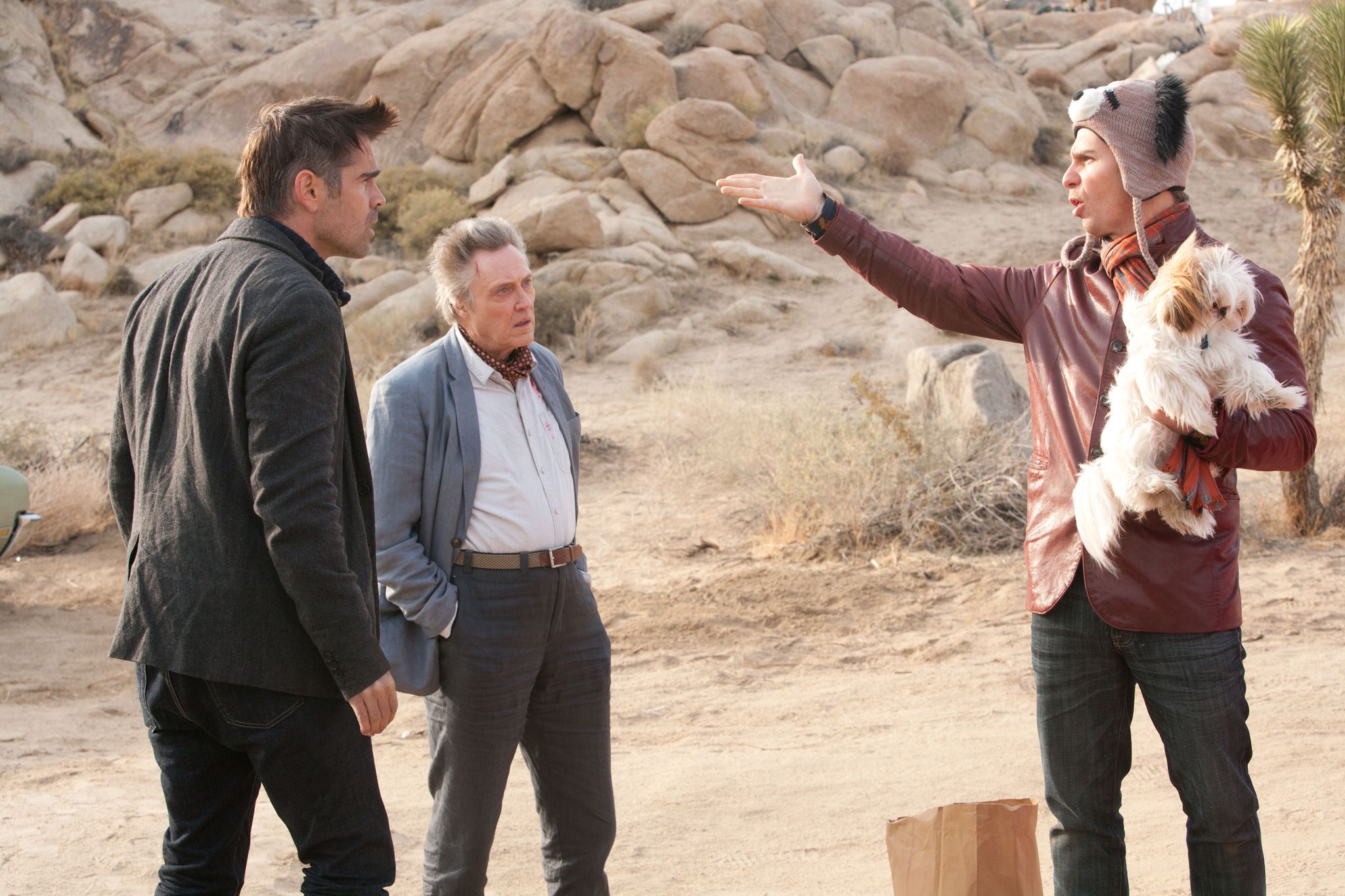 Still of Christopher Walken, Sam Rockwell and Colin Farrell in Septyni psichopatai (2012)