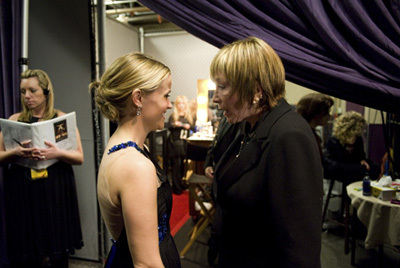 Presenters Reese Witherspoon and Shirley MacLaine backstage for the press with with the Oscar® after the announcement of the live ABC Telecast of the 81st Annual Academye Awards® from the Kodak Theatre in Hollywood, CA Sunday, February 22, 2009.