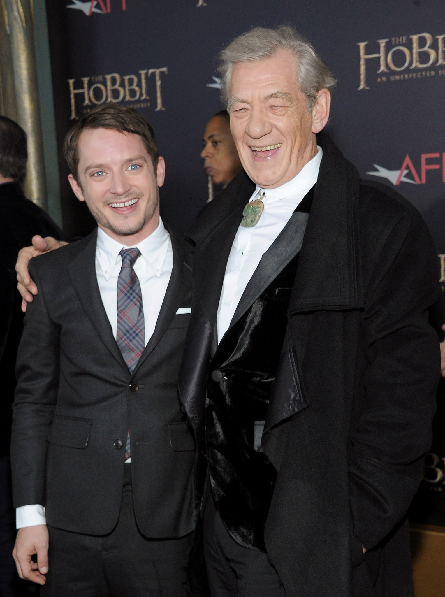 Elijah Wood and Ian McKellen at event of Hobitas: nelaukta kelione (2012)