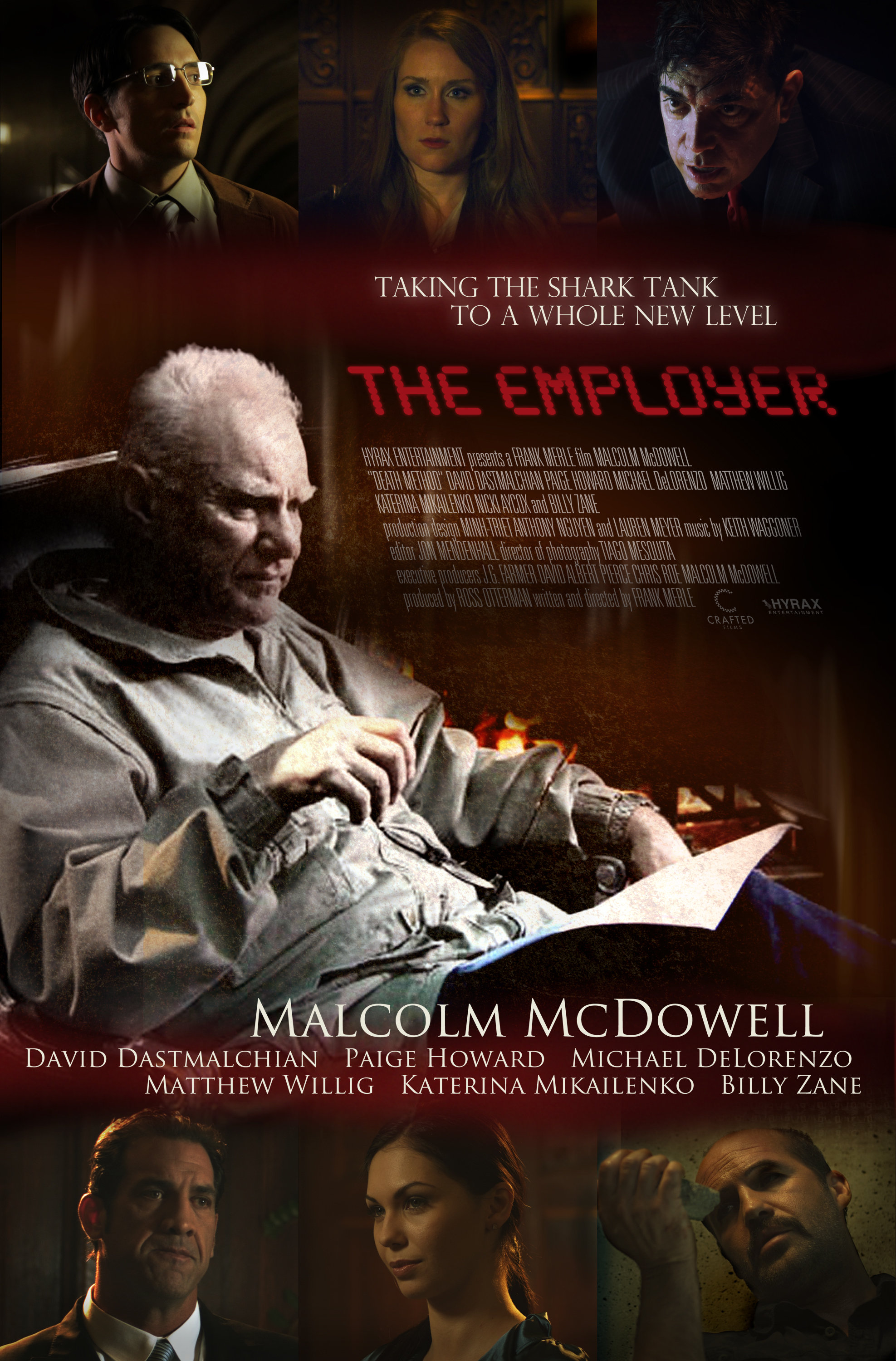 Malcolm McDowell, Billy Zane, Michael DeLorenzo, Katerina Kopel, Matthew Willig, Paige Howard and David Dastmalchian in The Employer (2013)