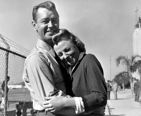 June Allyson and Alan Ladd on the set of 