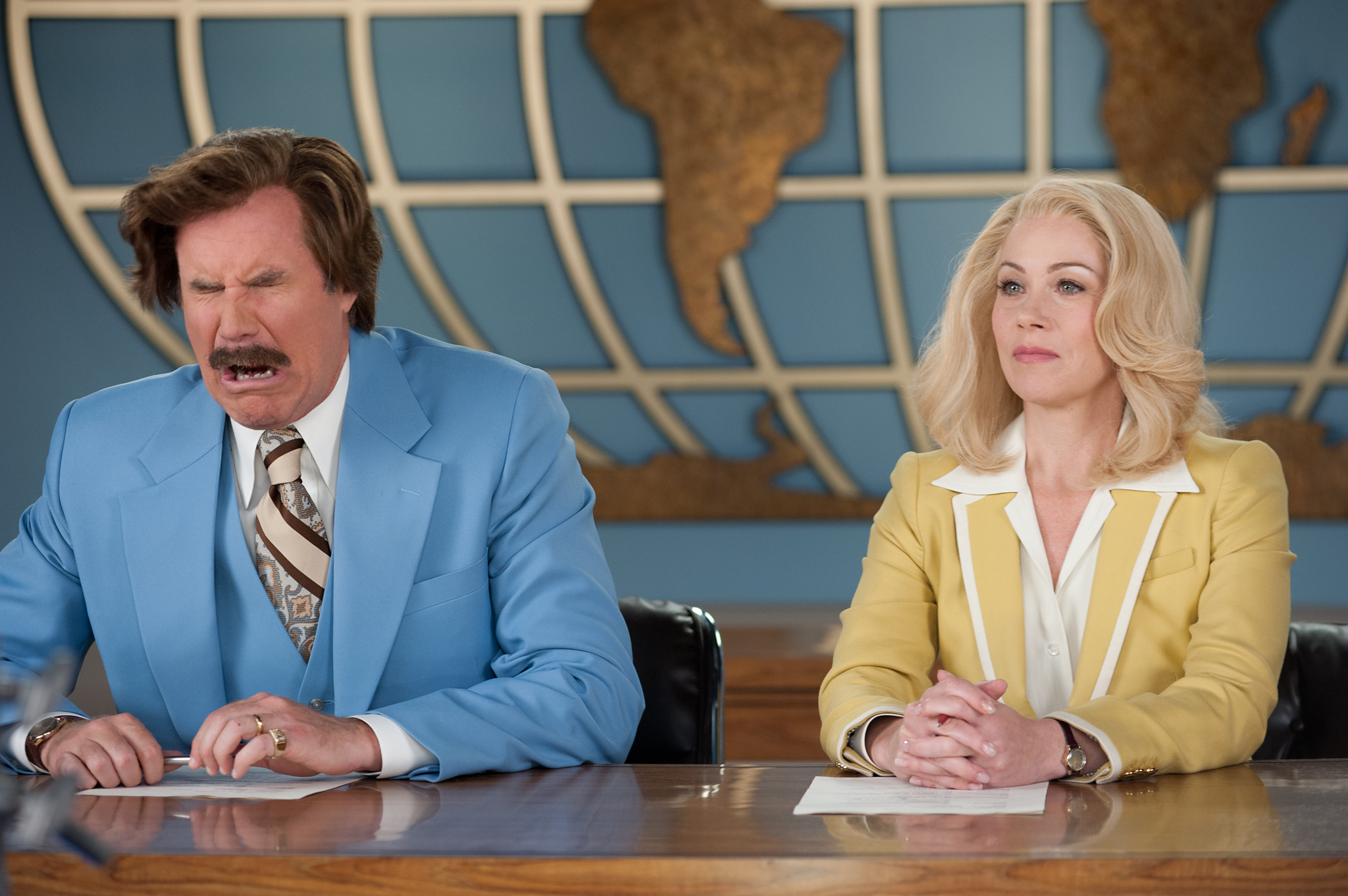 Still of Christina Applegate and Will Ferrell in Anchorman 2: The Legend Continues (2013)