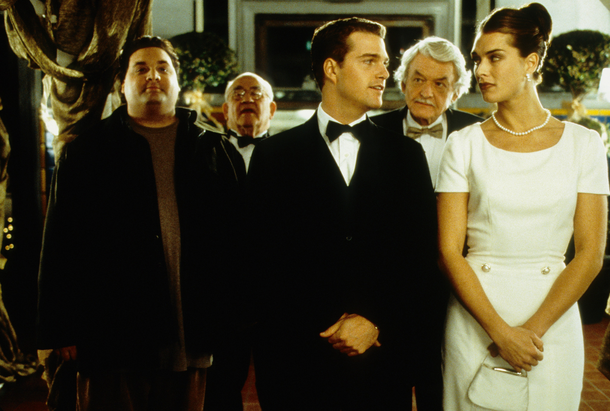 Still of Brooke Shields, Chris O'Donnell, Edward Asner, Hal Holbrook and Artie Lange in The Bachelor (1999)