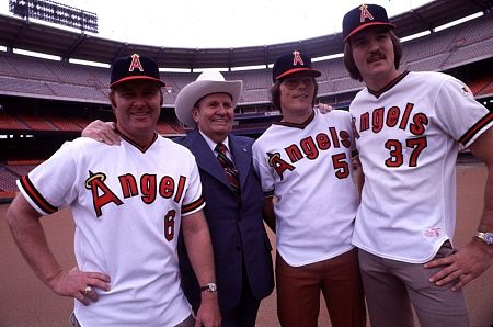 Gene Autry with Angels Players at Anaheim Stadium, 1978