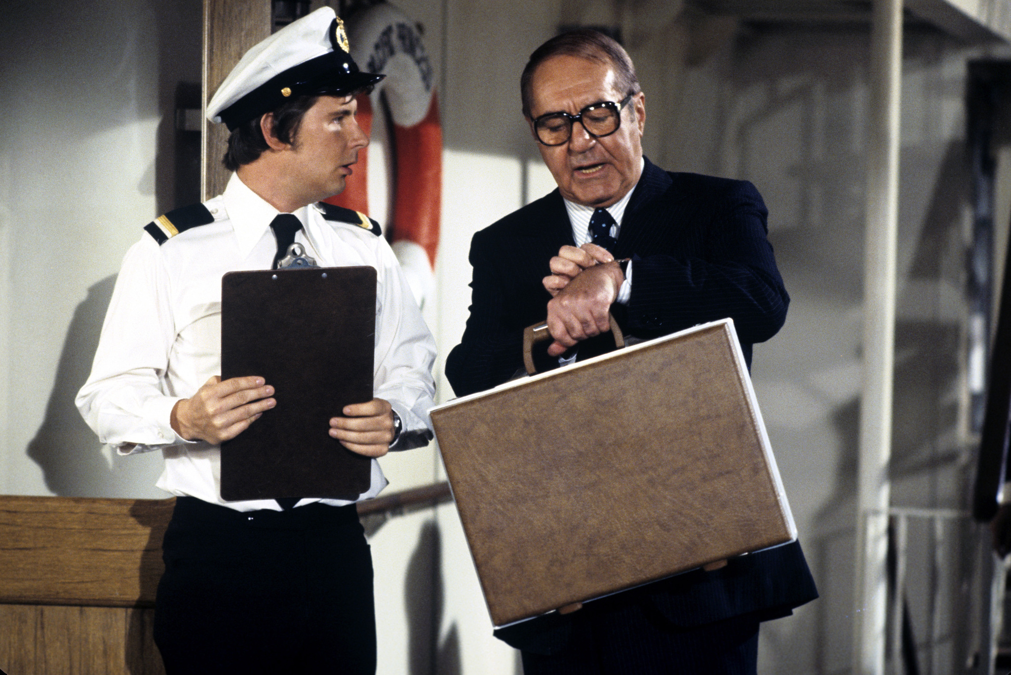 Still of Jim Backus and Fred Grandy in The Love Boat (1977)