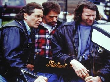 Don Simpson, Jerry Bruckheimer and Michael Bay on the set of 