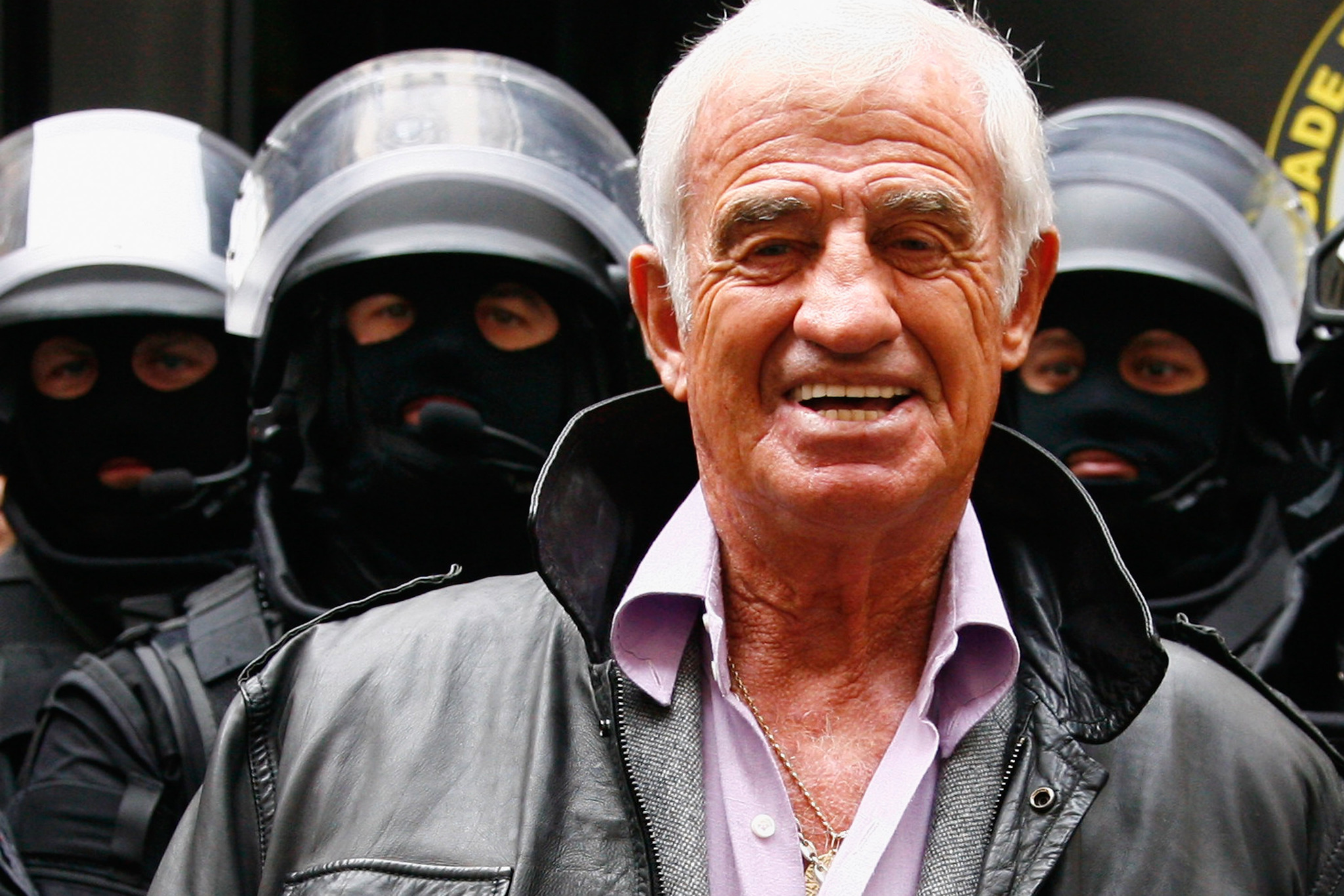 French actor Jean-Paul Belmondo, 75, guest of honor of the Parisian judiciary police, arrives for the 'Quai des Orfevres' literary award ceremony on November 12, 2008 in Paris, France. After a career playing a range of police roles Belmondo posed for photos with the Parisian Judiciary Police.